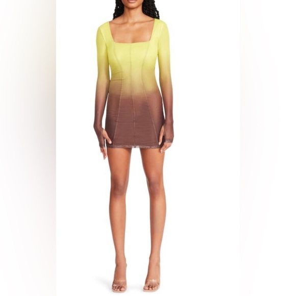 Steve Madden Freya Ombré Long Sleeve Minidress in Sulphur Spring Size Small new - Picture 6 of 6